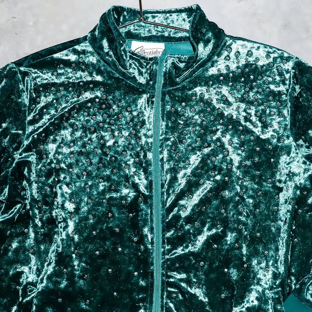 Vintage Y2K Velvet‎ Tracksuit Set Two Piece Loungewear Matching Set Size Small